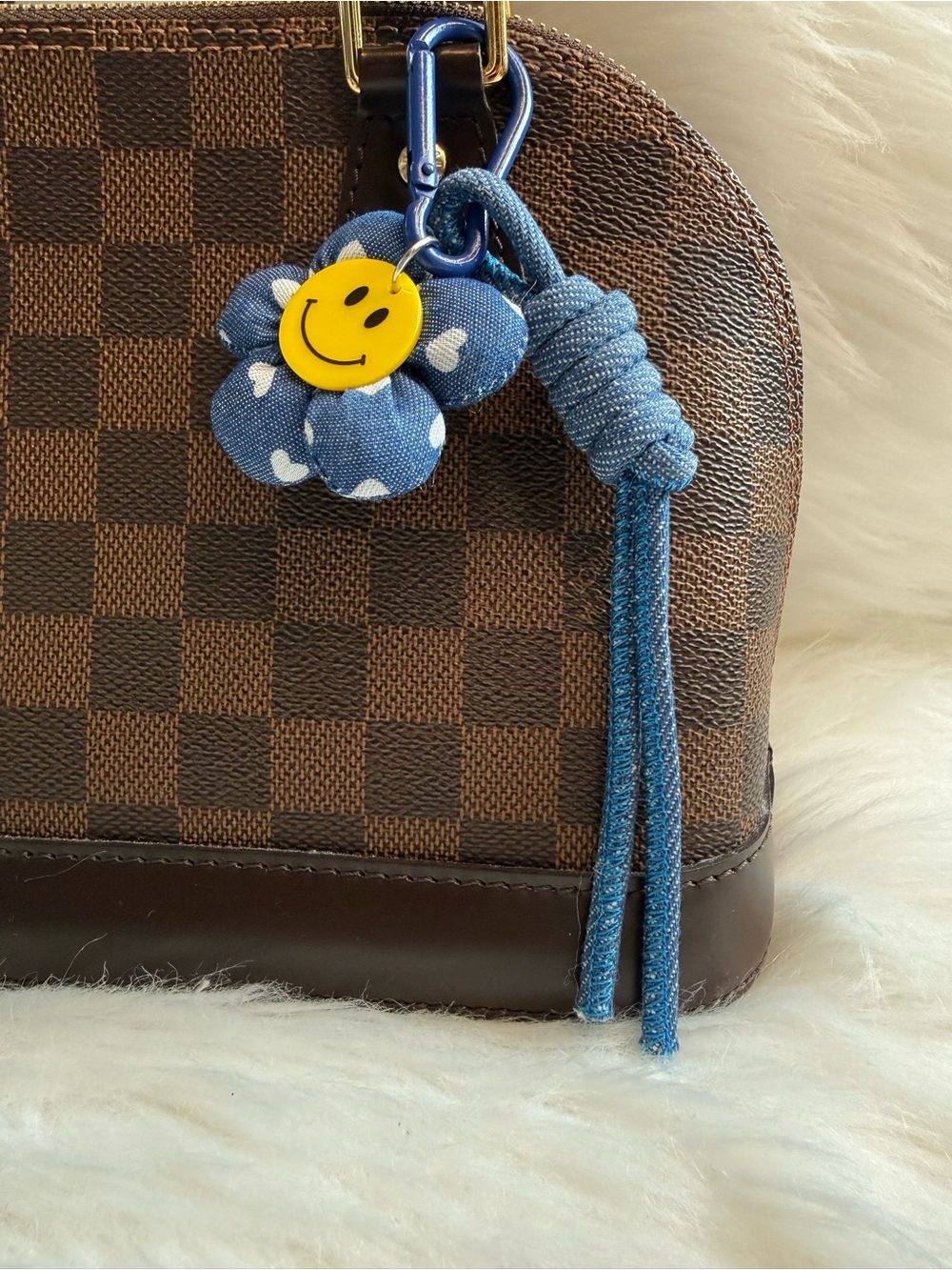 Denim daisy flower bag charm Keychain Keyring purse charm new gift